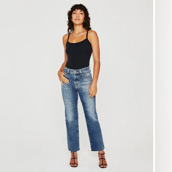 NWT AG Alexxis denim crop high rise vintage fit straight jeans size 31$225